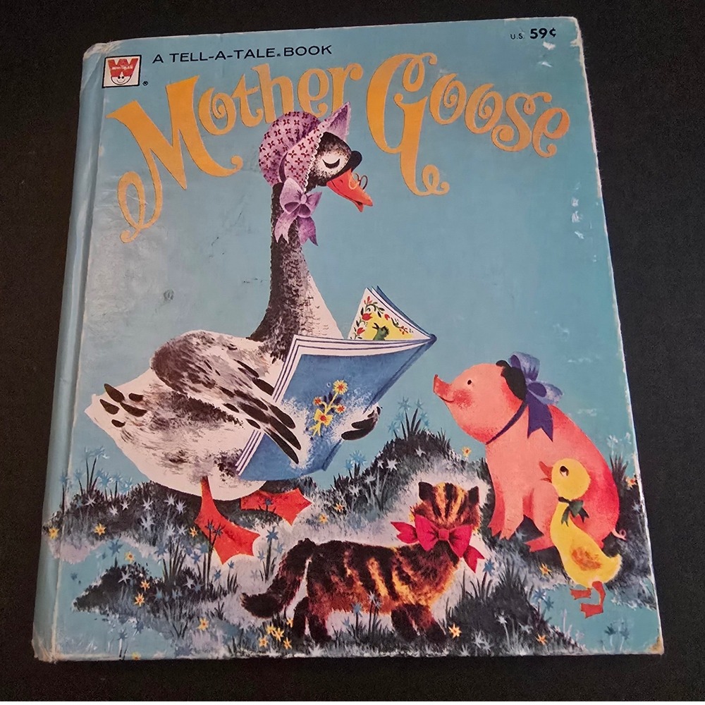 Vintage 1960 Whitman Mother Goose Book Kids Blue Hardcover Nursery Rhymes Retro